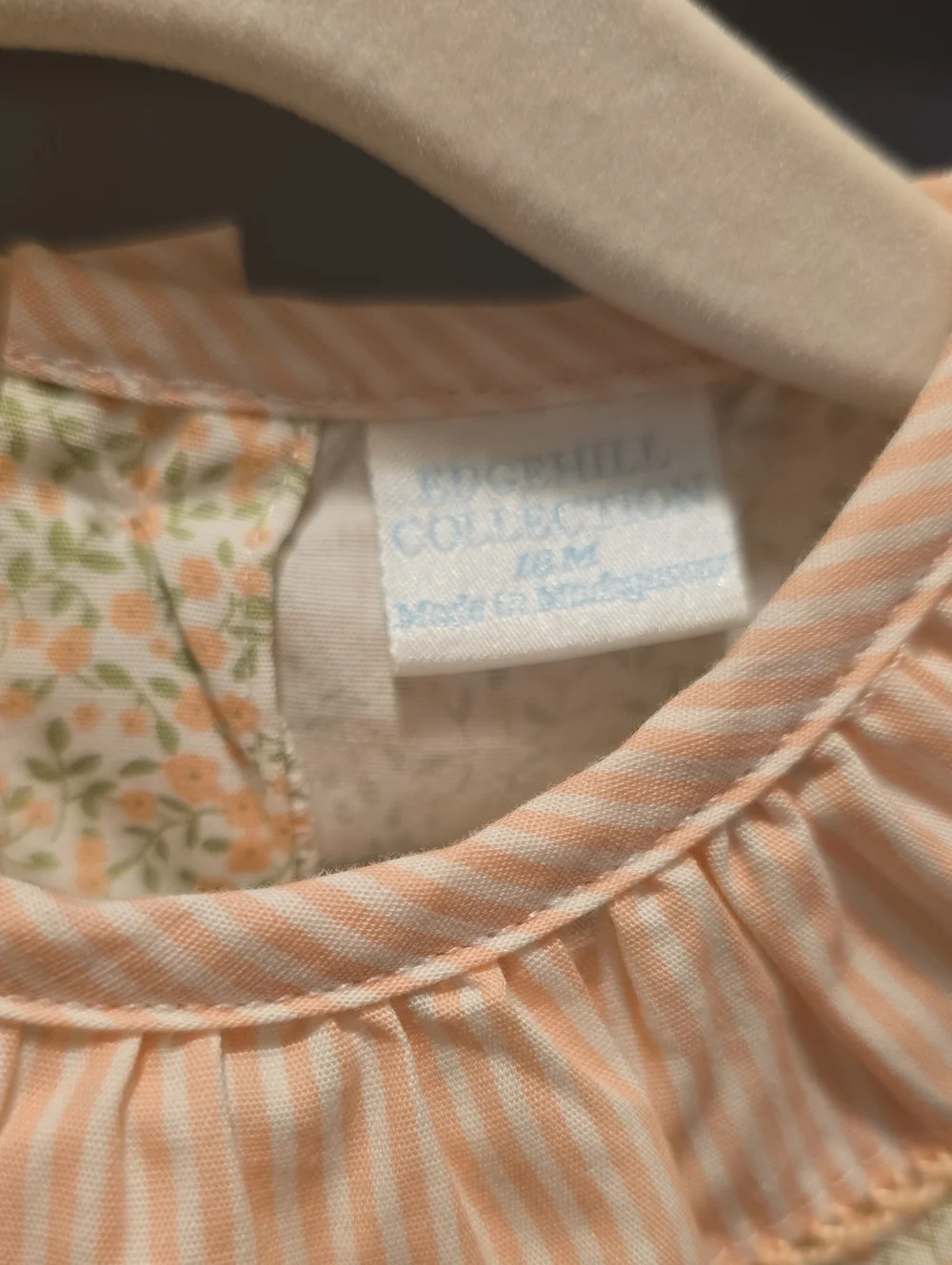 Edgehill Collection Peach Stripe and Floral Baby Dress